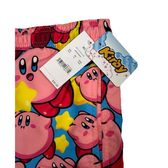 NWT‎ Kirby Swim Trunks Men's XL Multicolor Elastic Waist Nintendo HAL Shorts Fun - Picture 2 of 5